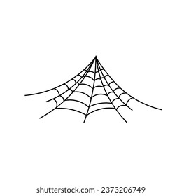 Spider web on white background