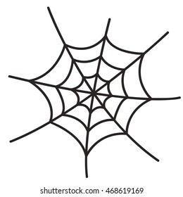 Spider web on white background