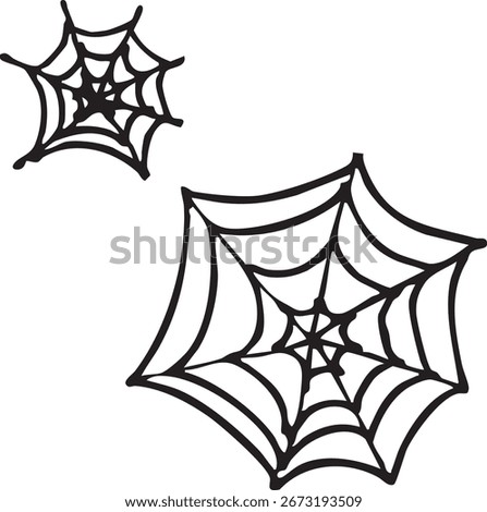 Spider web on white background. Doodle drawing. Vector illustration