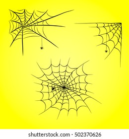 Spider web on yellow background