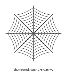 Spider web outline silhouette icon. Halloween background net pattern symbol. Vector illustration image. Isolated on white background.