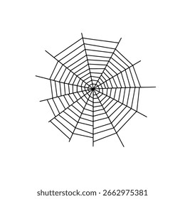 Icono de Vector de contorno de Web de araña, un simple dibujo de arte lineal de una telaraña para Halloween, naturaleza y conceptos espeluznantes.