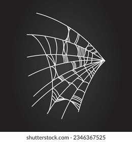 Spider web parts tangled spiderweb hanging isolated on black editable background