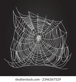 Spider web parts tangled spiderweb hanging isolated on black editable background