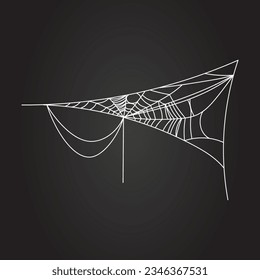 Spider web parts tangled spiderweb hanging isolated on black editable background