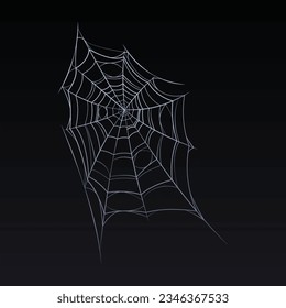 Spider web parts tangled spiderweb hanging isolated on black editable background