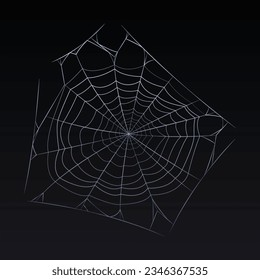 Partes de tela araña enredadas telaraña colgando aislado en fondo negro editable