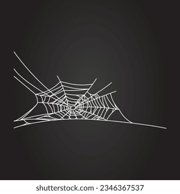 Spider web parts tangled spiderweb hanging isolated on black editable background