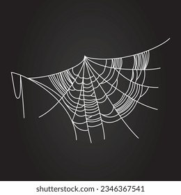 Spider web parts tangled spiderweb hanging isolated on black editable background