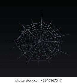 Spider web parts tangled spiderweb hanging isolated on black editable background