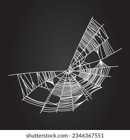 Spider web parts tangled spiderweb hanging isolated on black editable background