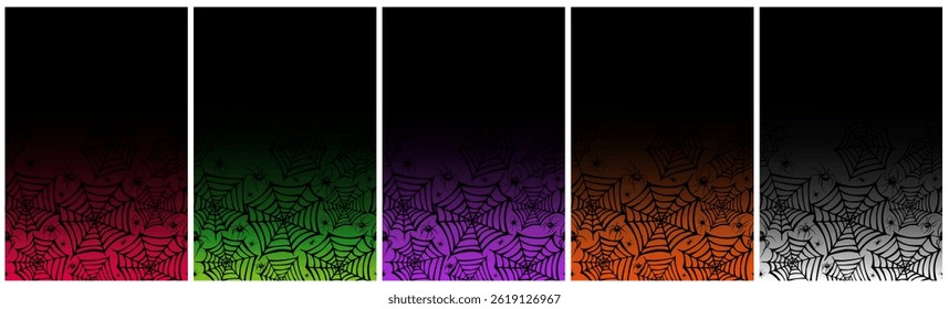 Spider web pattern on gradient background. Seamless horizontal pattern