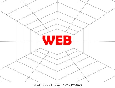 Spider web pattern with place for text. Insect. Internet network. Web Halloween holiday. Poster. Template for text. Vector. Background image. Abstraction. Black and white. Horror.