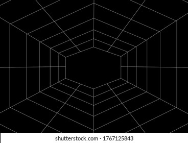 Spider web pattern with place for text. Insect. Internet network. Web Halloween holiday. Poster. Template for text. Vector. Background image. Abstraction. Black and white. Horror.