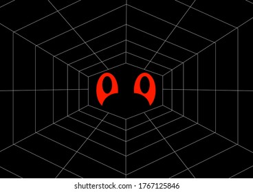 Spider web pattern with place for text. Insect. Internet network. Web Halloween holiday. Poster. Template for text. Vector. Background image. Abstraction. Black and white. Horror.