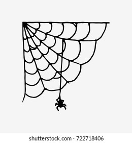 Spider web with spider for post card. Halloween stock vector illustration