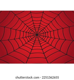 Spider Web Red Background Vector