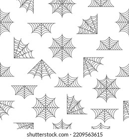 Spider web seamless pattern. Halloween hand drawn cobweb background. Vector illustration.