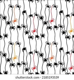 Spider web seamless pattern with hand drawn elements