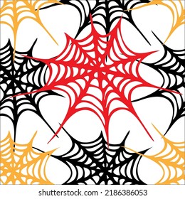 Spider web seamless pattern with hand drawn elements