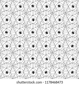 Spider web seamless pattern vector illustration. Hand drawn sketched web background .