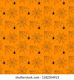 Spider web seamless pattern vector illustration. Hand drawn sketched web background .