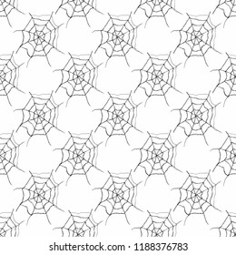Spider web seamless pattern vector illustration. Hand drawn sketched web background .