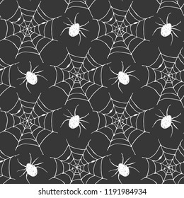 Spider web seamless pattern vector illustration. Hand drawn sketched web background .