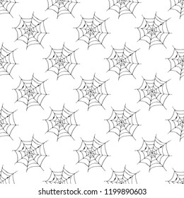 Spider web seamless pattern vector illustration. Hand drawn sketched web background .