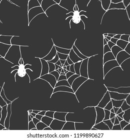 Spider web seamless pattern vector illustration. Hand drawn sketched web background .