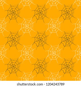 Spider web seamless pattern vector illustration. Hand drawn sketched web background .