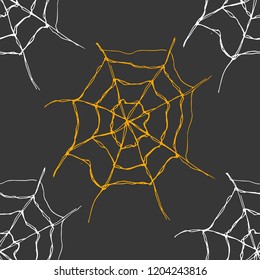 Spider web seamless pattern vector illustration. Hand drawn sketched web background .