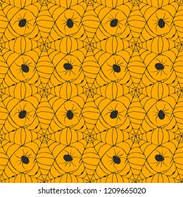 Spider web seamless pattern vector illustration. Hand drawn sketched web background .