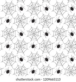 Spider web seamless pattern vector illustration. Hand drawn sketched web background .
