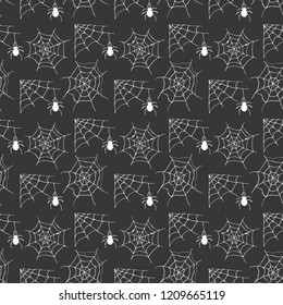Spider web seamless pattern vector illustration. Hand drawn sketched web background .