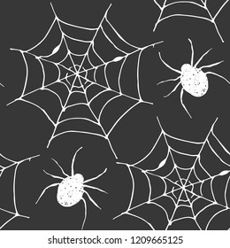 Spider web seamless pattern vector illustration. Hand drawn sketched web background .