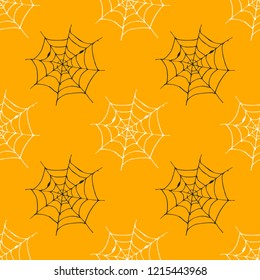 Spider web seamless pattern vector illustration. Hand drawn sketched web background .