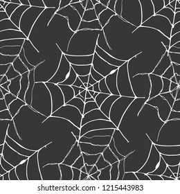 Spider web seamless pattern vector illustration. Hand drawn sketched web background .