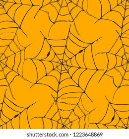 Spider web seamless pattern vector illustration. Hand drawn sketched web background .