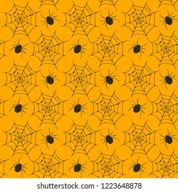 Spider web seamless pattern vector illustration. Hand drawn sketched web background .