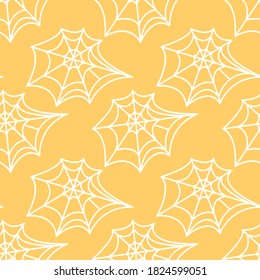 Spider web seamless pattern. Vector illustration isolated on white background. Halloween texture