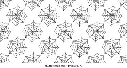 Spider web seamless pattern. Vector illustration isolated on white background. Halloween texture