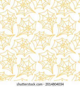 Spider web seamless pattern. Vector illustration isolated on white background. Halloween texture