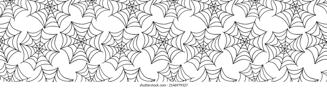 Spider web seamless pattern. Vector illustration isolated on white background. Halloween texture