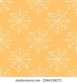 Spider web seamless pattern. Vector illustration isolated on white background. Halloween texture