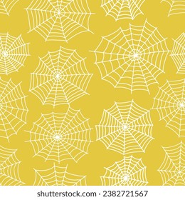 Spider web seamless pattern. Vector creepy background. Halloween texture