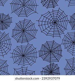 Spider web seamless pattern. Vector creepy background. Halloween texture