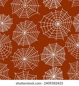 Spider web seamless pattern. Vector creepy background. Halloween texture