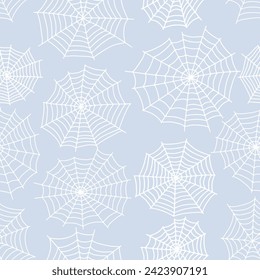 Spider web seamless pattern. Vector creepy background. Halloween texture