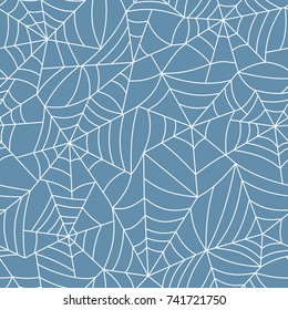 Spider web seamless pattern. White cobweb flat design vector illustration  color background. Season celebration symbol. Spiderweb outline. Print, wrapping, package, textile, card, banner, tag concept